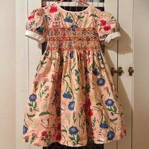 Mini Boden Smocked Dress in Provence Dusty Pink Flowers Print